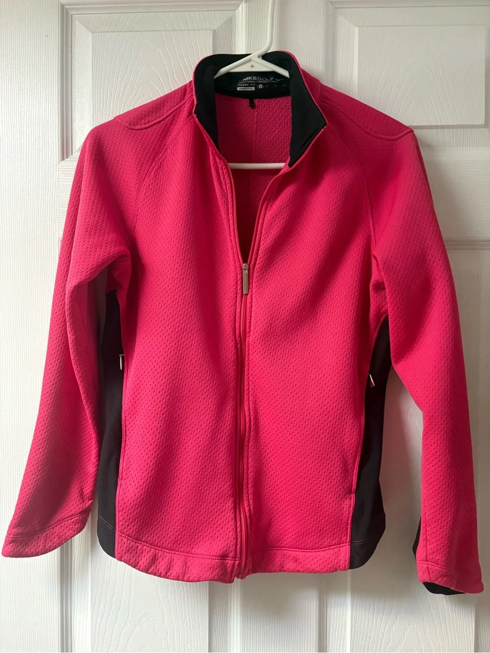 Nike Pink Full-Zip Golf Jacket with Black Accents